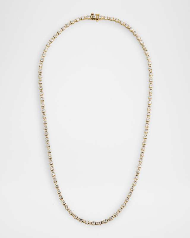 18K Yellow Gold Diamond Tennis Necklace, 17"L, 8.37tcw